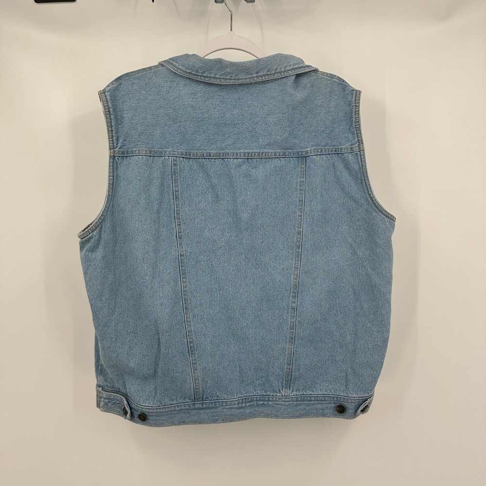 Womens Vintage Y2K Jean Denim Vest Size XL Grunge Streetwear Utility 90s - Picture 2 of 8